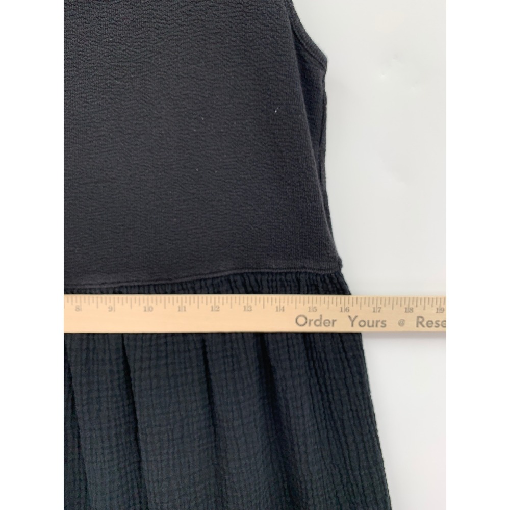 Madewell Dress Women Small Black Waffle Knit Gauze Sleeveless Scoop Neck Midi - Picture 8 of 9
